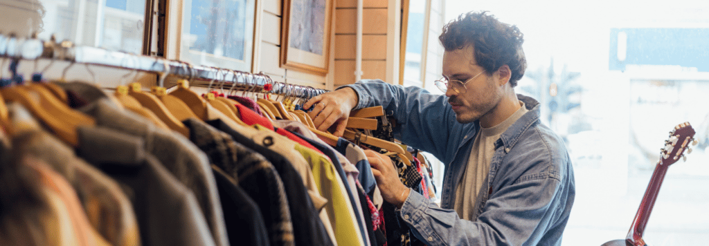 Man shopping at a thrift store