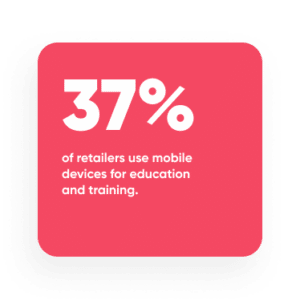 37% of retailers use mobile devices for education and training
